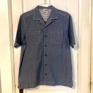 Tommy Bahama Blue Gray Chambray Short Sleeve Shirt - Sz L